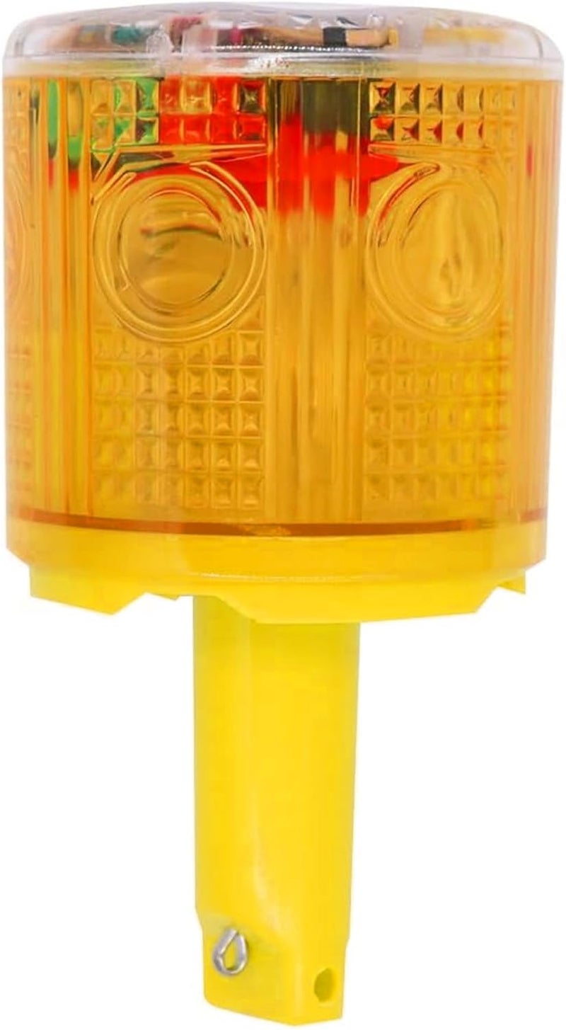 risoon Solar Strobe Warning Light: IP54 Waterproof Flashing Safety Light High Bright LED Warning Lamp Traffic Light for Construction, Factory, Safety Road Sign, Dock Marine Beacon (Yellow-Column) - Image 1